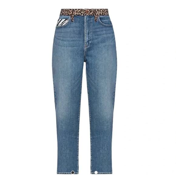 Alice + Olivia Amazing Animal Print High Rise Jeans  Size 28 NWT - Picture 2 of 13